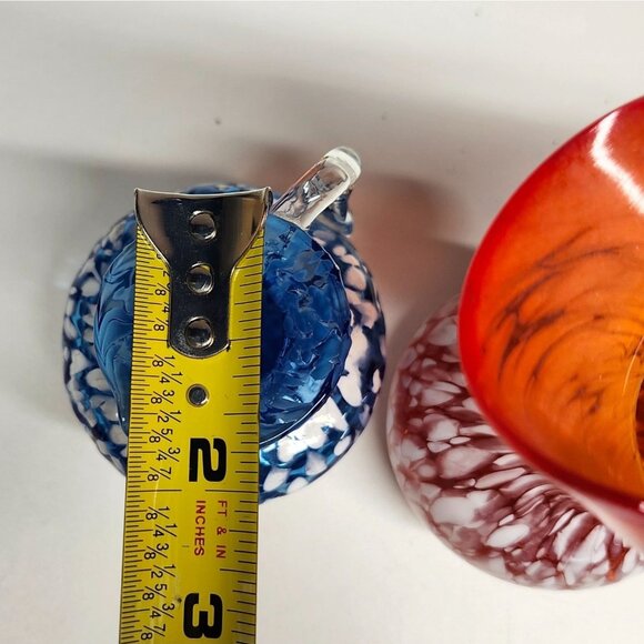 Blown Glass Orange Blue White Speckle Pitcher Vases Rainbow Glass - Picture 5 of 11